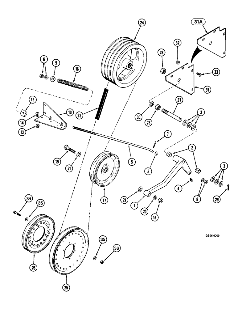 Схема запчастей Case IH 2166 - (9A-02) - BELT DRIVE, FAN JACKSHAFT (13) - FEEDER