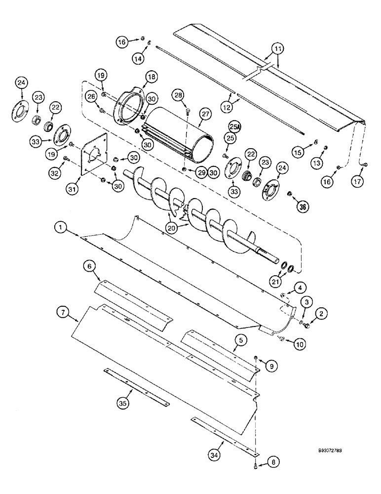 Схема запчастей Case IH 2166 - (9D-26) - TAILINGS AUGER TROUGH (16) - GRAIN ELEVATORS & AUGERS
