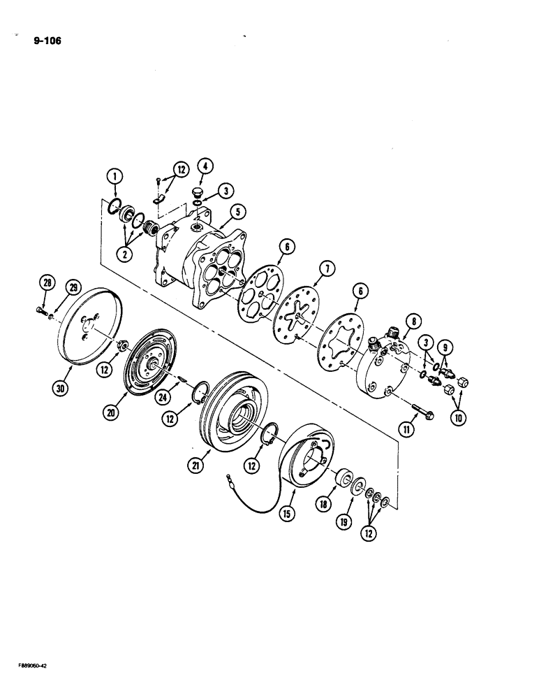 Схема запчастей Case IH 9170 - (9-106) - AIR CONDITIONING, COMPRESSOR ASSEMBLY (09) - CHASSIS/ATTACHMENTS