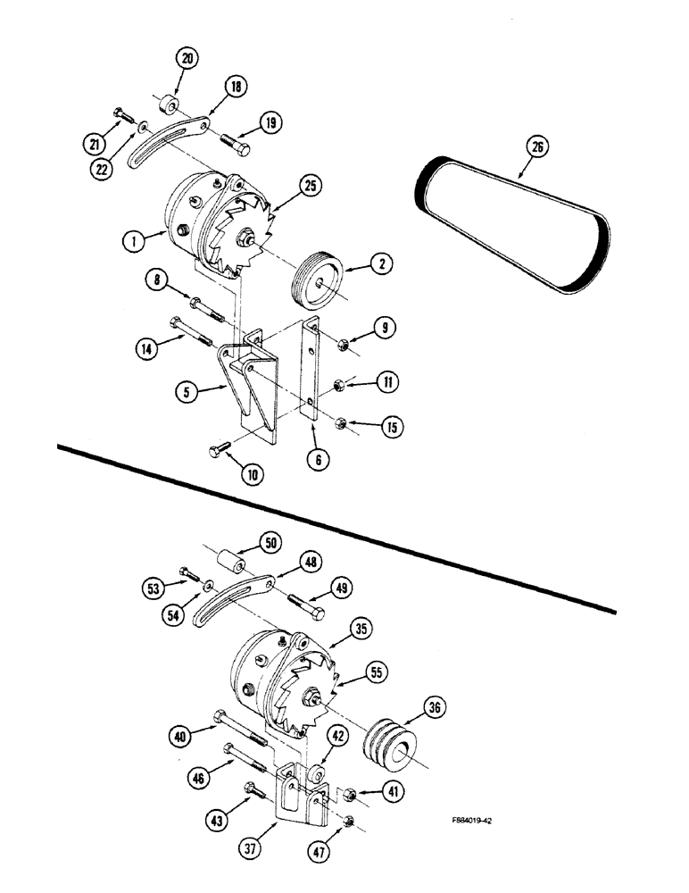 Схема запчастей Case IH 9150 - (4-44) - ALTERNATOR MOUNTING, L-10 ENGINES (04) - ELECTRICAL SYSTEMS