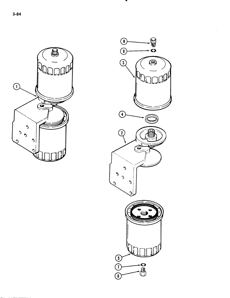 Схема запчастей Case IH 1835B - (3-84) - FUEL FILTER ASSEMBLY, 188 DIESEL ENGINE (03) - FUEL SYSTEM
