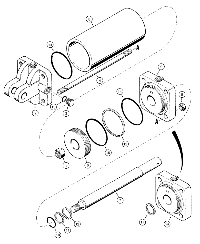 Схема запчастей Case IH 485 - (8-07) - WING FOLDING CYLINDER, 1255245C92, TIE ROD TYPE (08) - HYDRAULICS