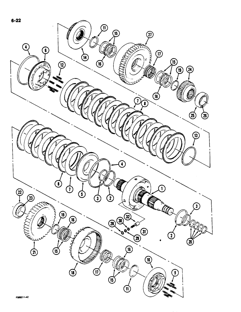Схема запчастей Case IH 9170 - (6-22) - TRANSMISSION, 9 INCH CLUTCH PACK (CONTD) (06) - POWER TRAIN