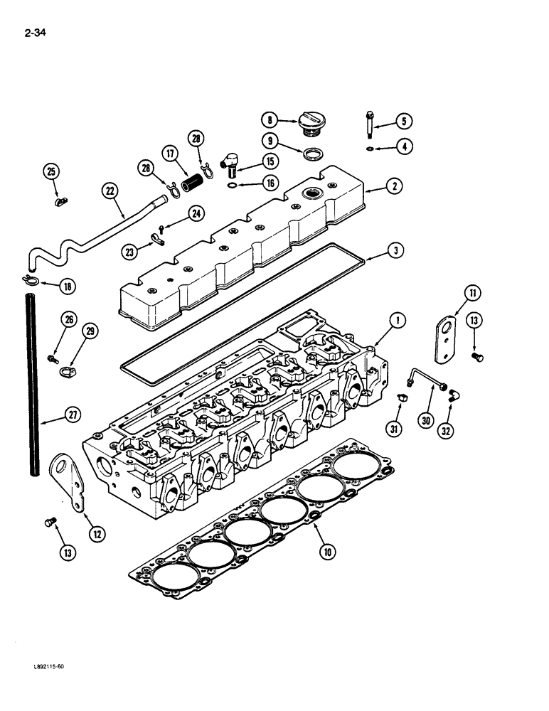 Схема запчастей Case IH 9130 - (2-34) - CYLINDER HEAD COVER, 6T-830 ENGINE, 6TA-830 ENGINE (02) - ENGINE