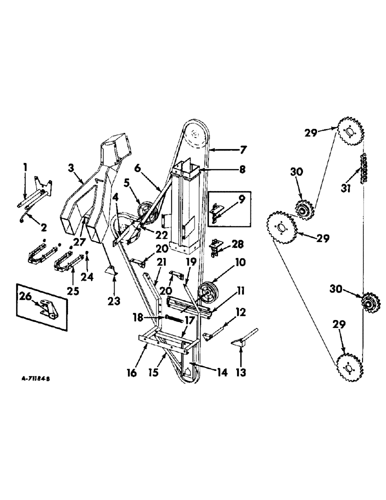 Схема запчастей Case IH 403 - (306) - BAG DELIVERY SPOUT AND DRIVE (88) - ACCESSORIES