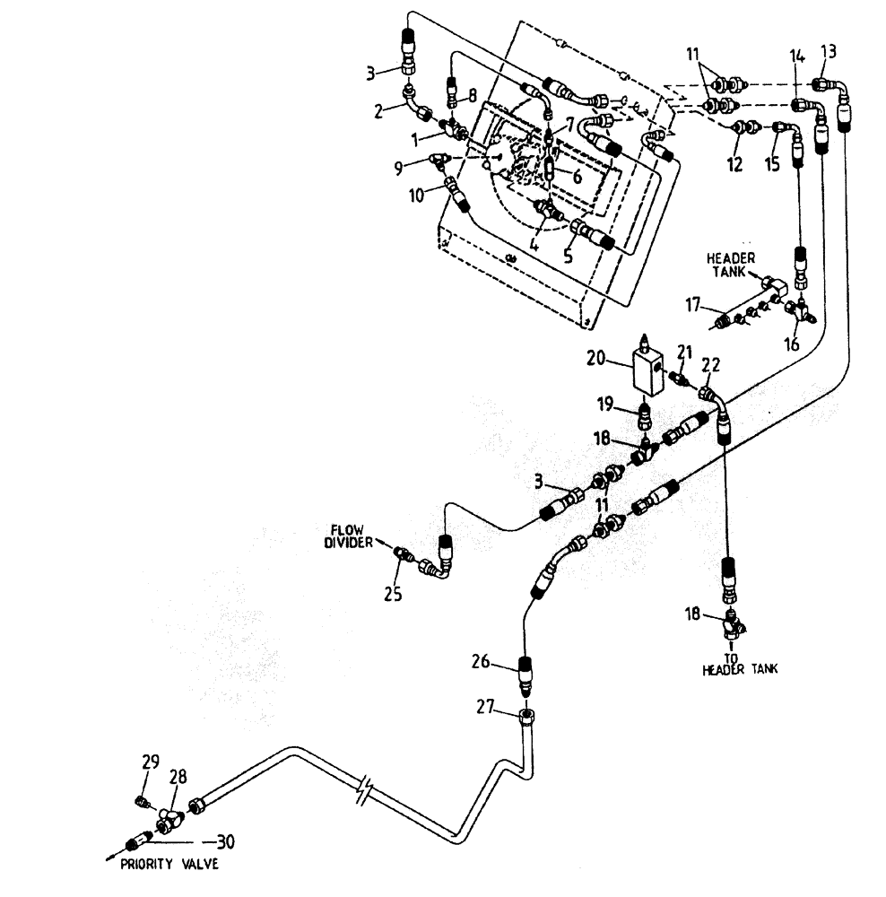 Схема запчастей Case IH 7000 - (B07-00A) - HYDRAULIC CIRCUIT (L10 REMOTE OIL COOLER), SERIAL #7908 AND Hydraulic Components & Circuits