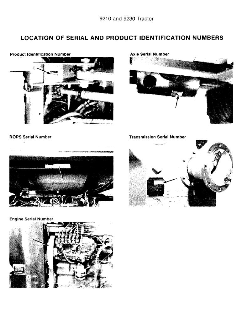 Схема запчастей Case IH 9230 - (1-002) - LOCATION OF SERIAL AND PRODUCT IDENTIFICATION NUMBERS (00) - PICTORIAL INDEX