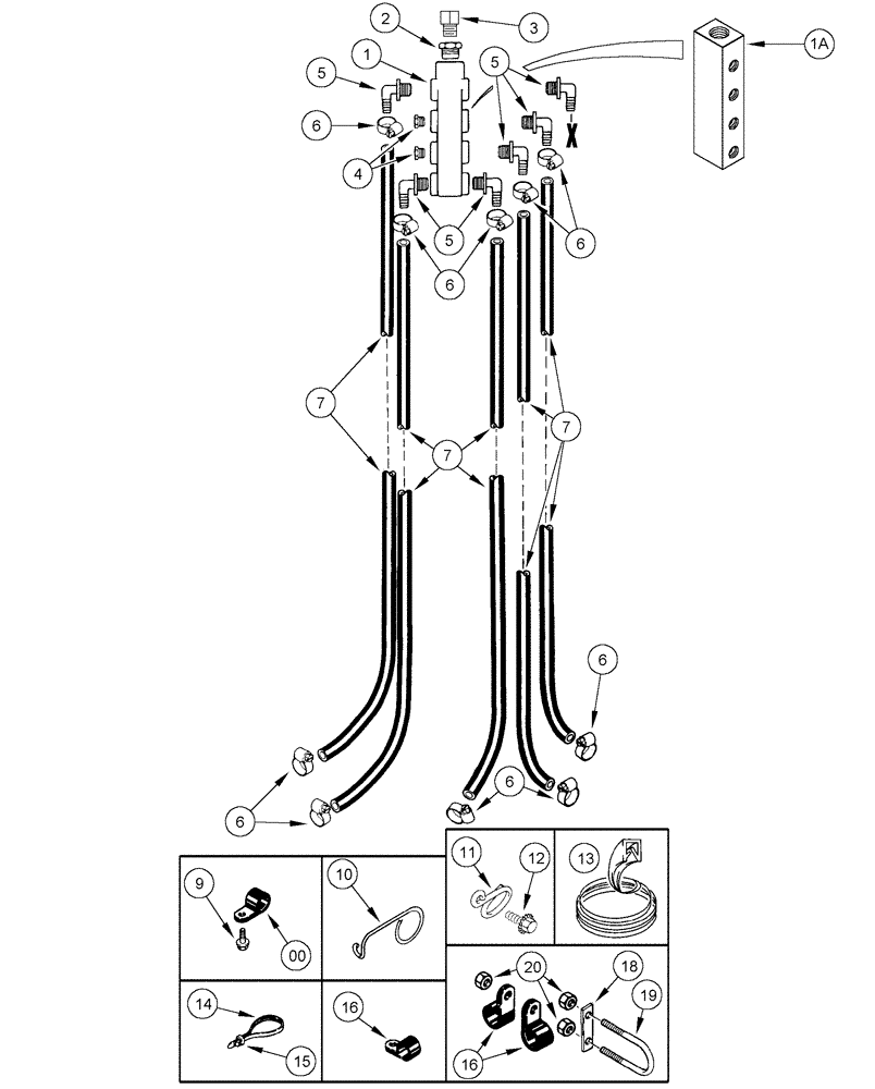 Схема запчастей Case IH 2555 - (09B-04) - MOISTENER SYSTEM - WATER LINES (14) - WATER SYSTEM
