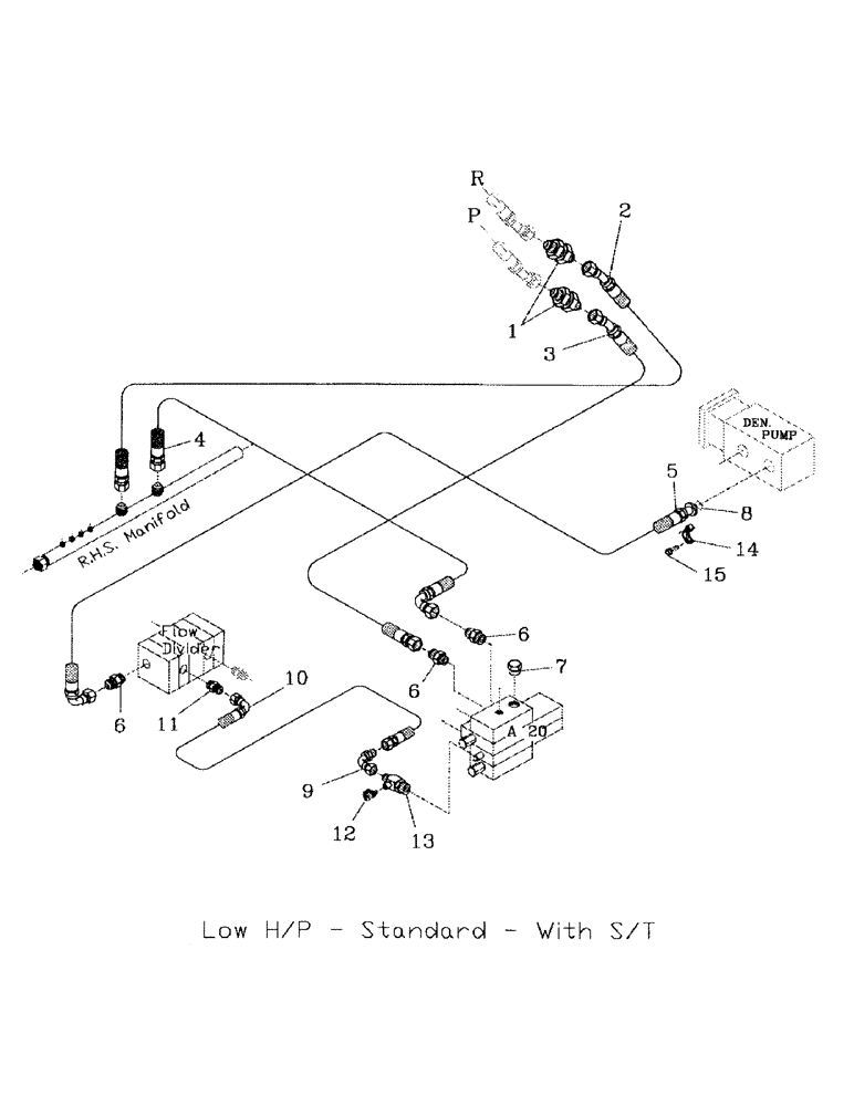 Схема запчастей Case IH 7000 - (B06-22) - HYDRAULIC CIRCUIT, STANDARD TOPPER, 2 BANK A20 Hydraulic Components & Circuits