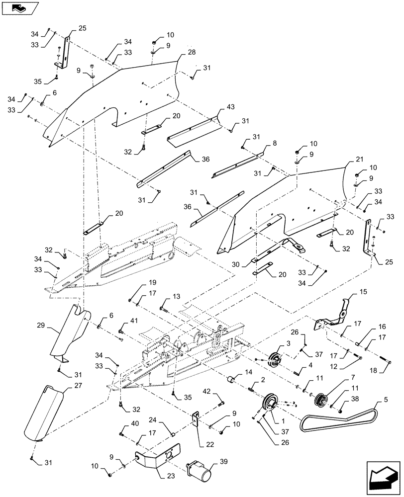 Схема запчастей Case IH 3016 - (60.220.04[01]) - PICKUP DRIVE WITH 1 IDLER, S.N. YDS048000 AND PRIOR (60) - PRODUCT FEEDING