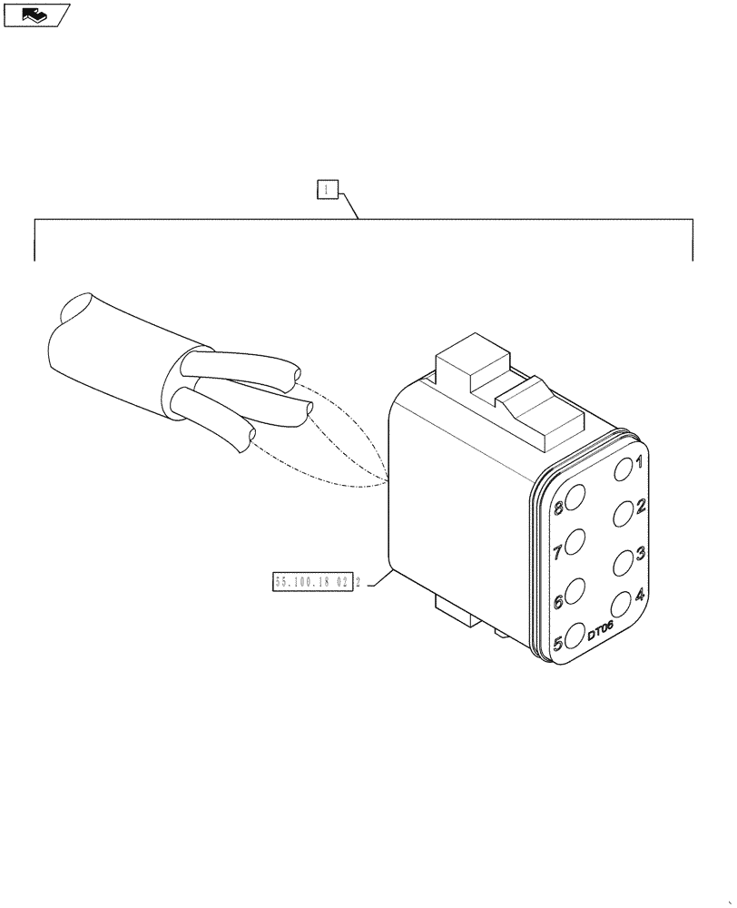 Схема запчастей Case IH TITAN 3530 - (55.100.23) - REMOTE CONTROL JUMPER HARNESS, 810 FLEX AIR (55) - ELECTRICAL SYSTEMS