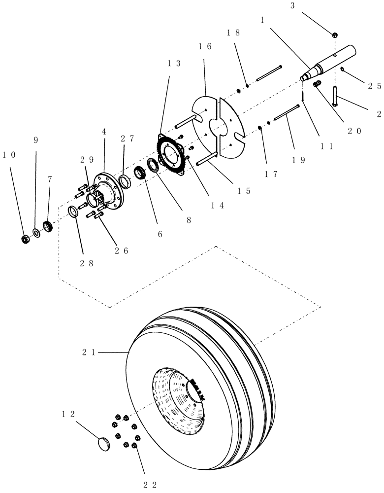 Схема запчастей Case IH 1200PT - (D.13.B[02]) - CARRYING WHEELS - MAIN FRAME, 12 ROW, 16 ROW, 12/23 ROW, 16/31 ROW & 24 ROW (ASN CBJ0001893) D - Travel