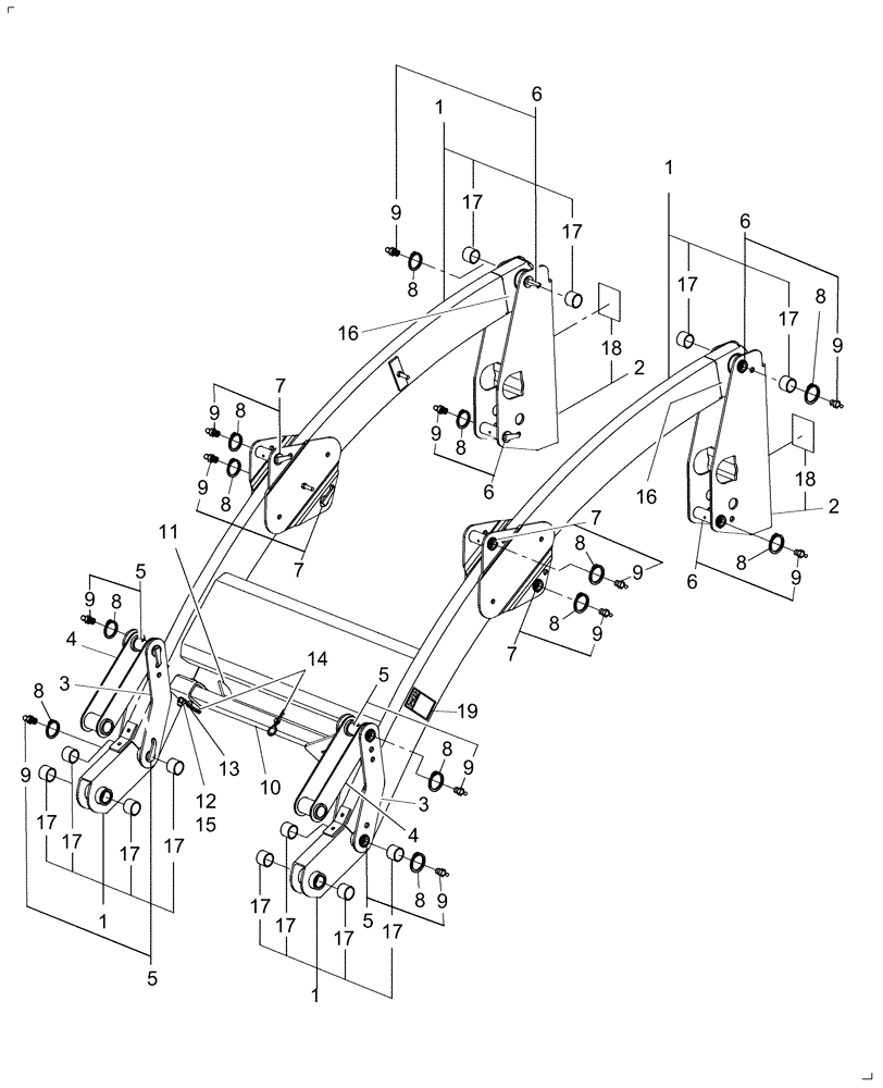 Схема запчастей Case IH LX360 - (001) - LOADER FRAME (82) - FRONT LOADER & BUCKET