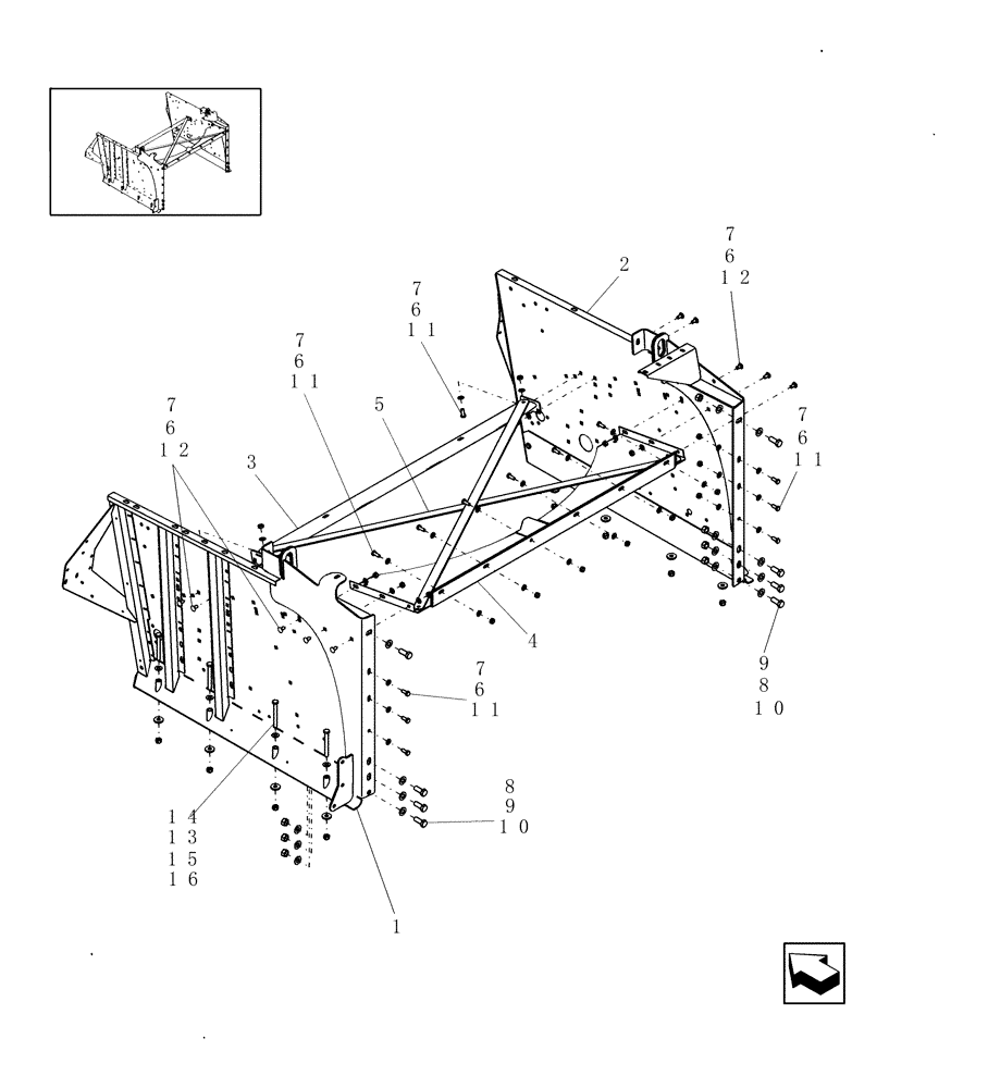 Схема запчастей Case IH 9010 - (90.116.02) - STRAW HOOD FRAME (90) - PLATFORM, CAB, BODYWORK AND DECALS