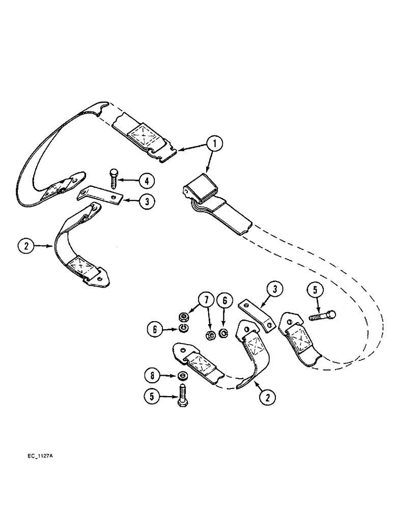 Схема запчастей Case IH 4230 - (9-090) - SEAT BELT, TRACTOR WITHOUT CAB (09) - CHASSIS/ATTACHMENTS