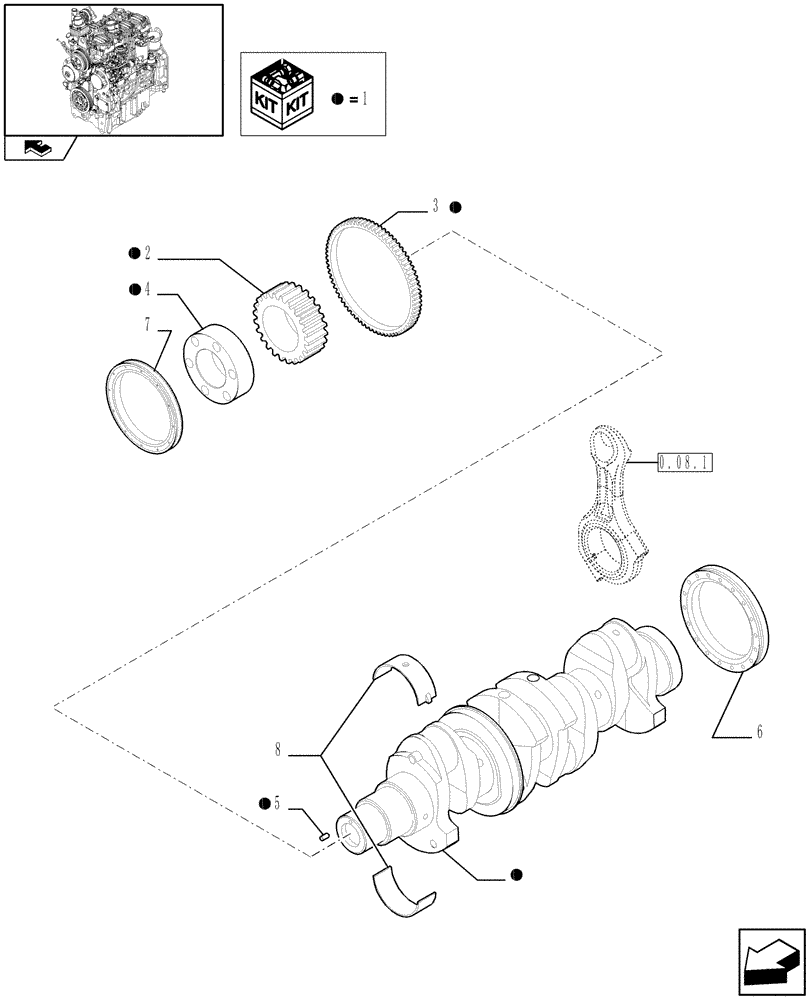 Схема запчастей Case IH FARMALL 60 - (0.08.0) - CRANKSHAFT (01) - ENGINE
