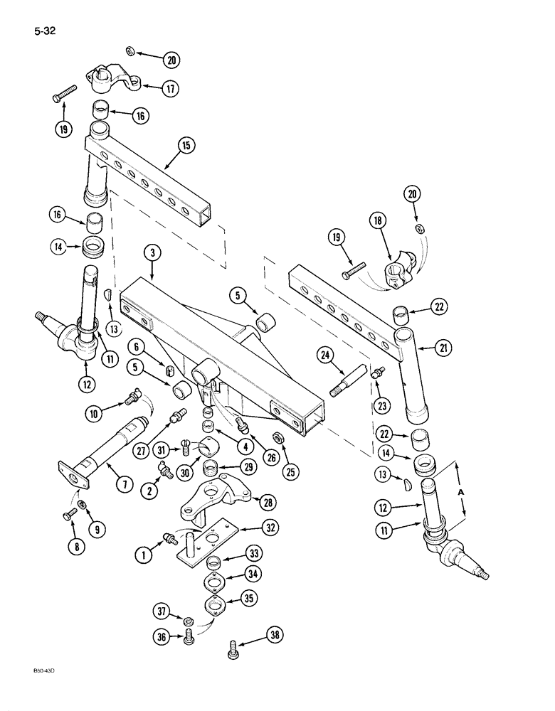 Схема запчастей Case IH 895 - (5-32) - ADJUSTABLE STRAIGHT FRONT AXLE, 52 TO 77 INCH TRACK (05) - STEERING