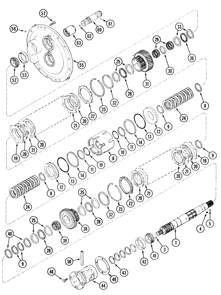 Схема запчастей Case IH MX255 - (06-08) - SPEED TRANSMISSION - INPUT SHAFT WITHOUT CREEP SPEED, TRANSMISSION BSN AJB0361241 (06) - POWER TRAIN