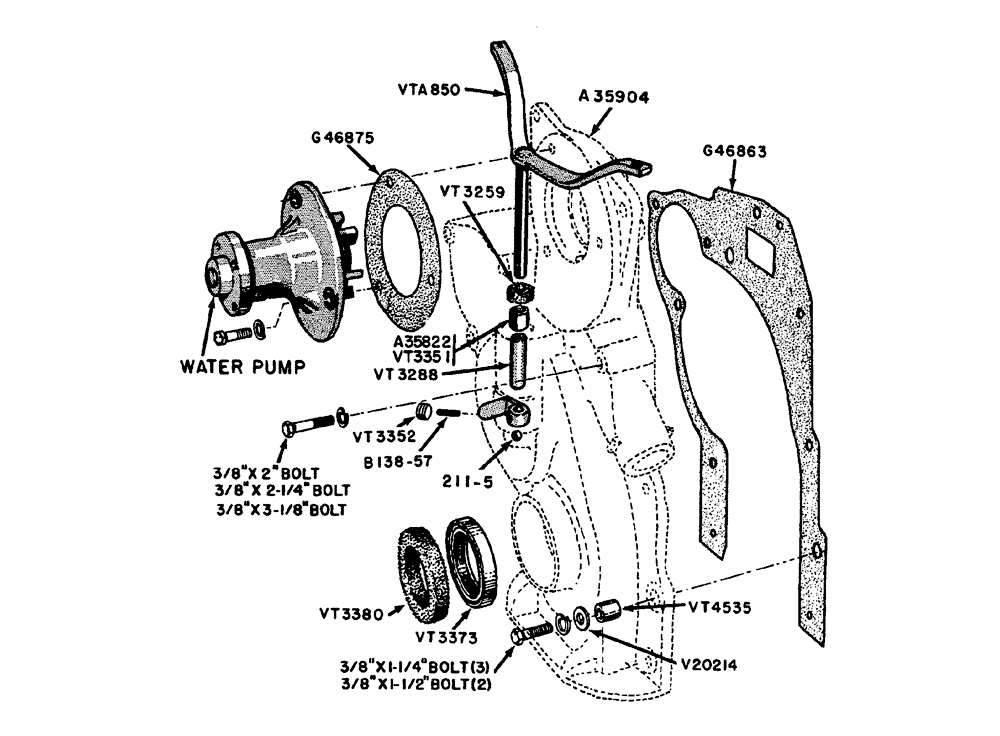 Схема запчастей Case IH 630 - (003) - TIMING GEAR COVER (02) - ENGINE