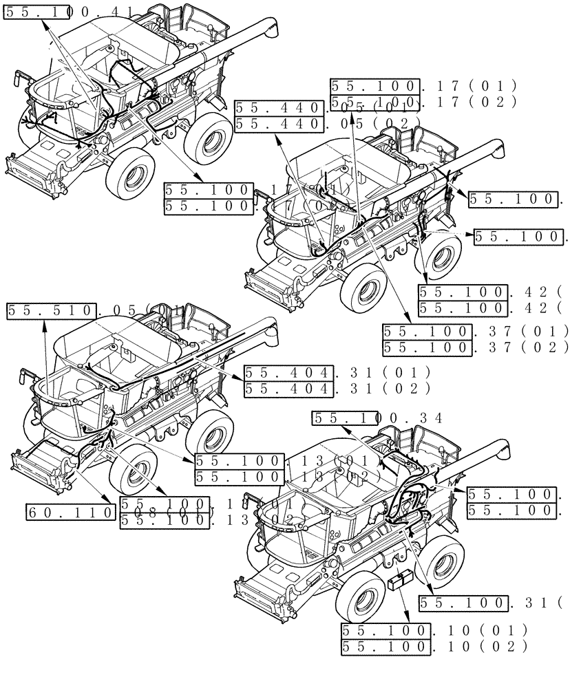 Схема запчастей Case IH 8010 - (00.000.55[03]) - PICTORIAL INDEX - ELECTRICAL, HARNESSES (00) - GENERAL & PICTORIAL INDEX