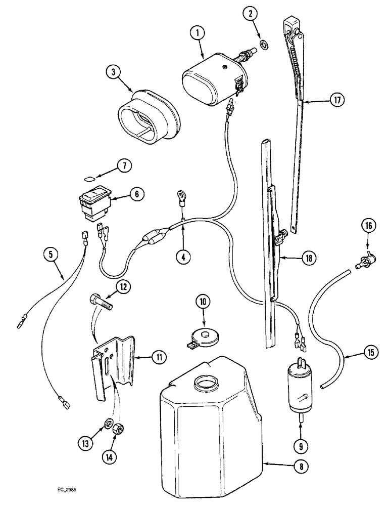 Схема запчастей Case IH 3230 - (9-078) - CAB, REAR WINDOW WIPER (09) - CHASSIS/ATTACHMENTS