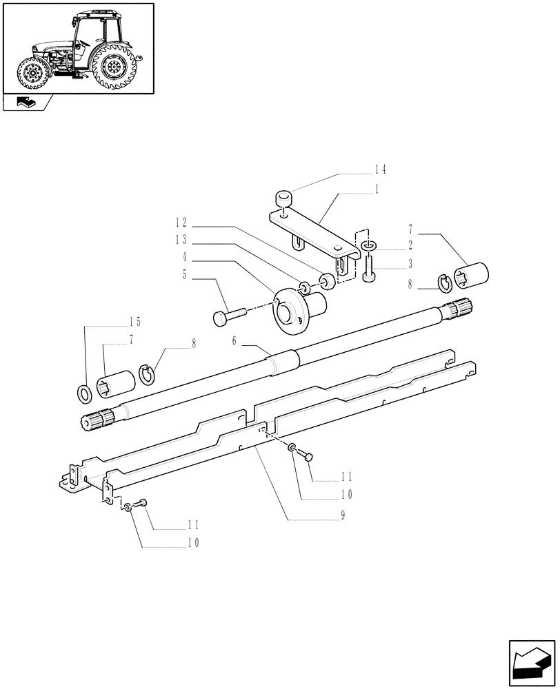 Схема запчастей Case IH FARMALL 65C - (1.38.5) - PROPELLER SHAFT - 4WD (04) - FRONT AXLE & STEERING