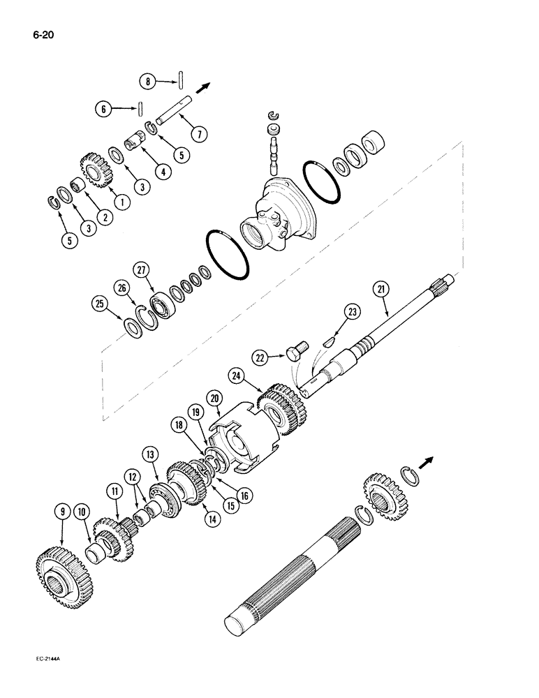 Схема запчастей Case IH 395 - (6-020) - SPEED TRANSMISSION, FORWARD AND REVERSE ATTACHMENT (06) - POWER TRAIN