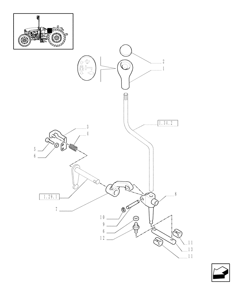 Схема запчастей Case IH JX1075C - (1.34.2/06) - (VAR.118) SPLITTER 32X16 (30 KM/H) - BRACKET, HUB AND LEVER (04) - FRONT AXLE & STEERING