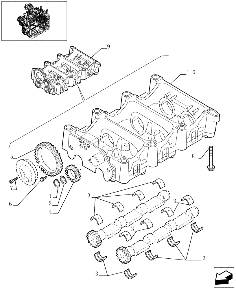 Схема запчастей Case IH JX1100U - (0.10.5[01]) - DYNAMIC BALANCER, GEARS & SHAFTS (01) - ENGINE
