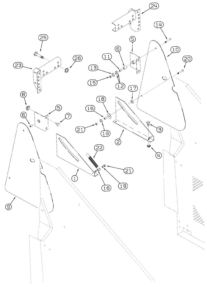Схема запчастей Case IH 2155 - (9D-30) - BASKET DOOR, FILLER PANEL, 5 ROW WIDE, PRIOR TO P.I.N. JJC0156230 (16) - BASKET
