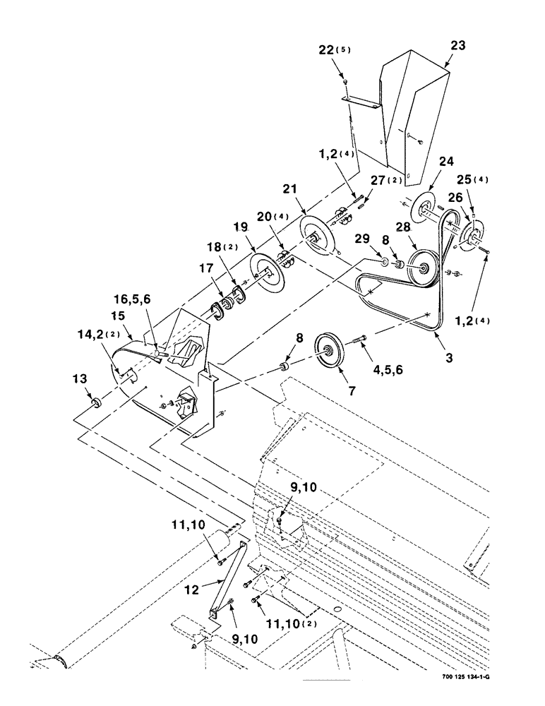Схема запчастей Case IH 8220 - (5-22) - 35 FOOT DRAPER DRIVE ASSEMBLY, LEFT SIDE (58) - ATTACHMENTS/HEADERS