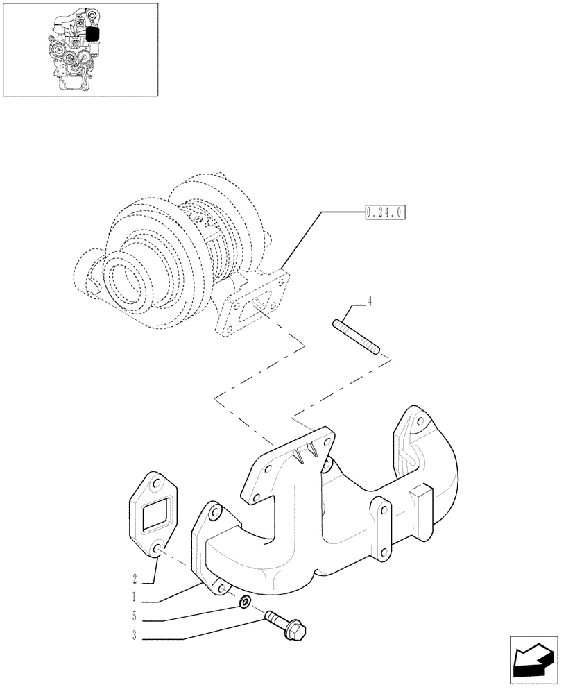 Схема запчастей Case IH JX70 - (0.07.6/01) - EXHAUST MANIFOLD (01) - ENGINE