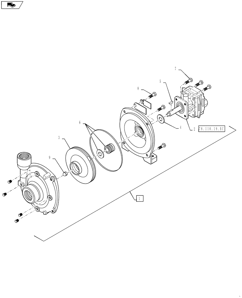Схема запчастей Case IH 610 - (78.110.19.BB) - INTERNAL RINSE PUMP BREAKDOWN (78) - SPRAYING