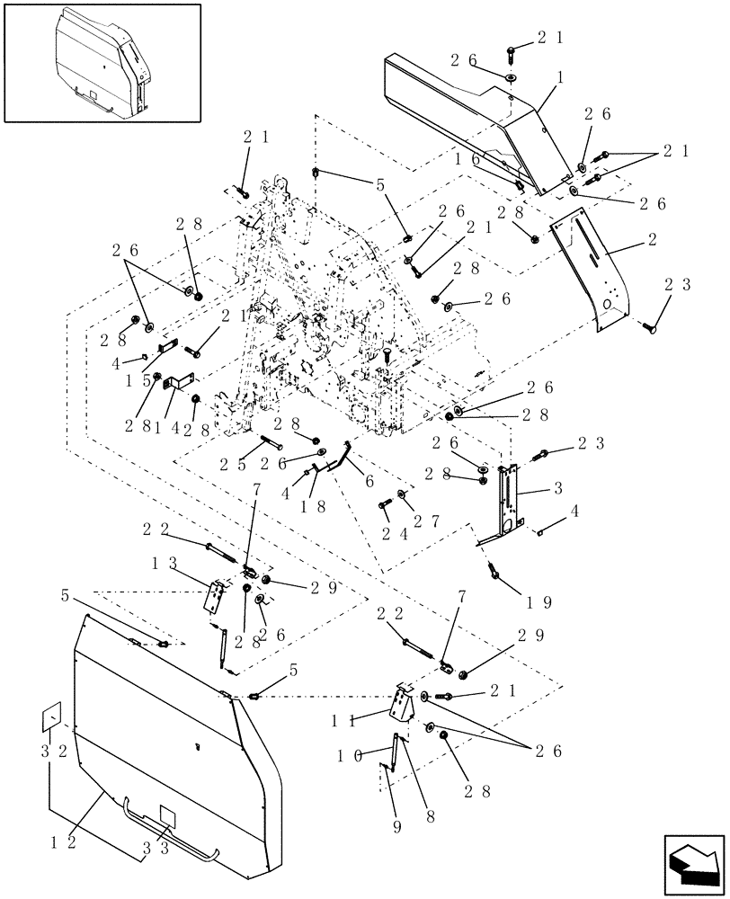 Схема запчастей Case IH RB564 - (08.36) - SHIELDS, RH (08) - SHEET METAL/DECALS