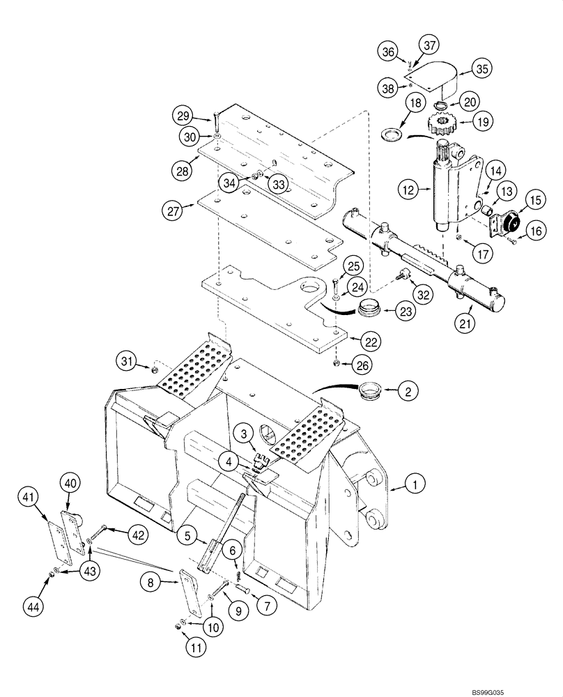 Схема запчастей Case IH 1845C - (09-69) - BACKHOE FRAME - SWING TOWER, D100, D100XR (NORTH AMERICA), WITH KONTAK OR DUKE VALVES (09) - CHASSIS/ATTACHMENTS
