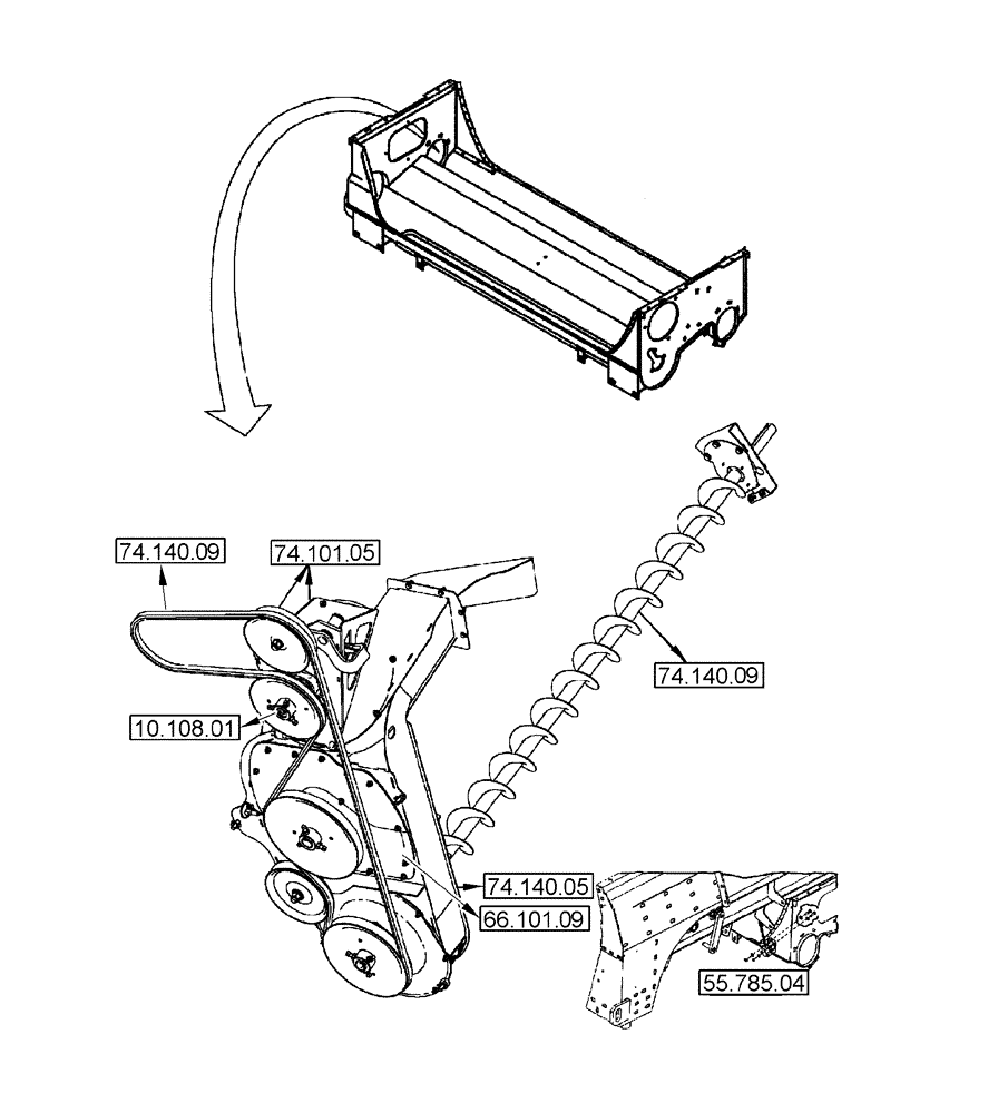 Схема запчастей Case IH 8010 - (74.000.00) - SECTION INDEX - TAILINGS PROCESSOR (74) - CLEANING