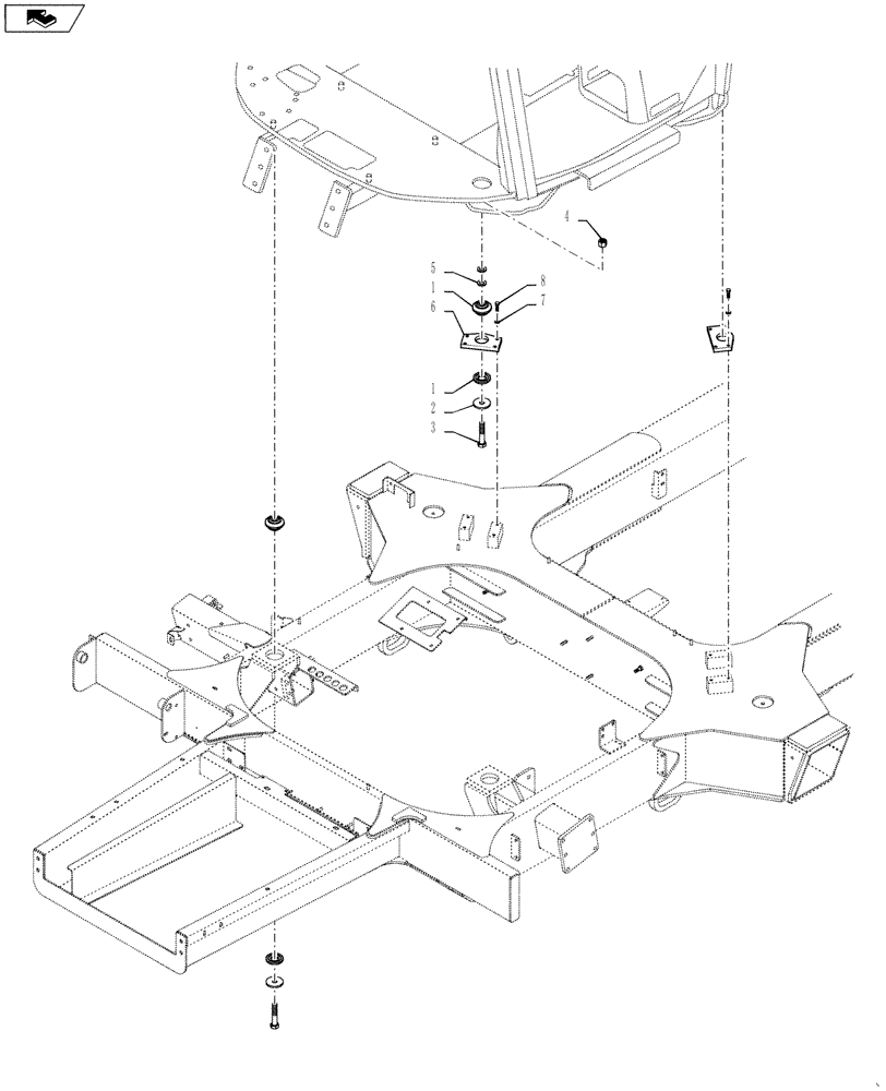 Схема запчастей Case IH 4420 - (04-046) - CAB MOUNTING GROUP Suspension & Frame