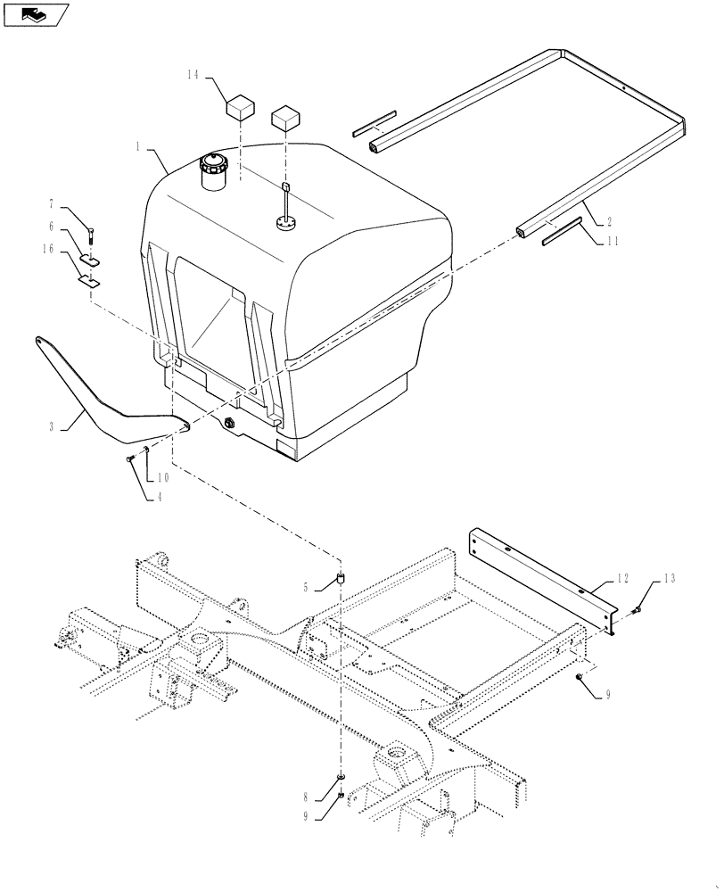 Схема запчастей Case IH 4420 - (04-040) - MOUNT, FUEL TANK GROUP Suspension & Frame