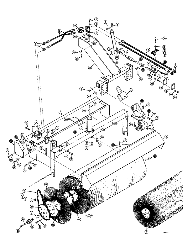 Схема запчастей Case IH 1530 - (118) - ANGLE BROOMS (09) - CHASSIS/ATTACHMENTS