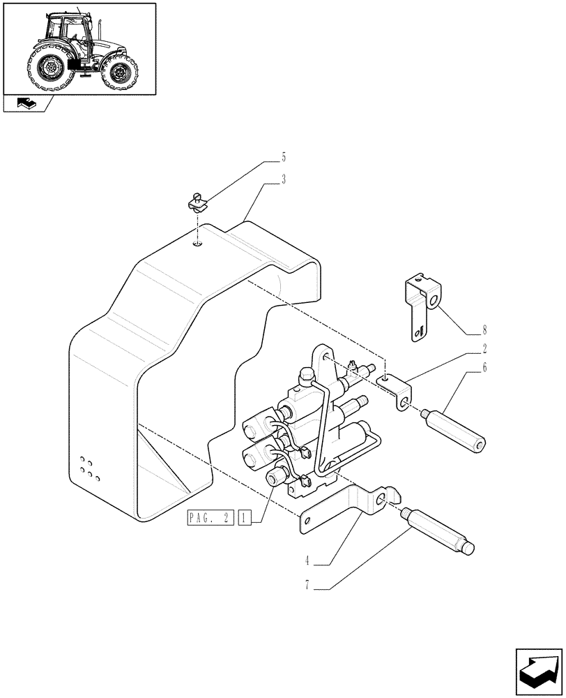 Схема запчастей Case IH FARMALL 90 - (1.33.2/01[01]) - ELECTROHYDRAULIC DIFFERENTIAL LOCK CONTROL - SOLENOID VALVE (04) - FRONT AXLE & STEERING