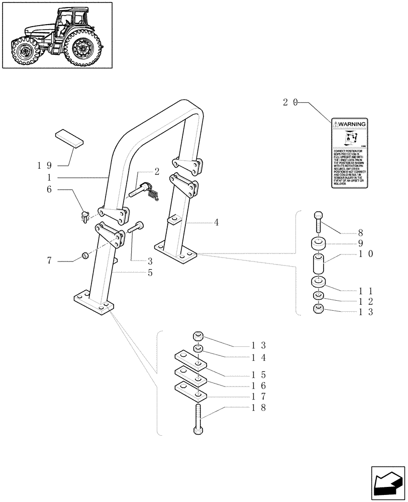 Схема запчастей Case IH JX1100U - (1.94.0/05) - (VAR.874) SAFETY FRAME - FASTENERS (10) - OPERATORS PLATFORM/CAB