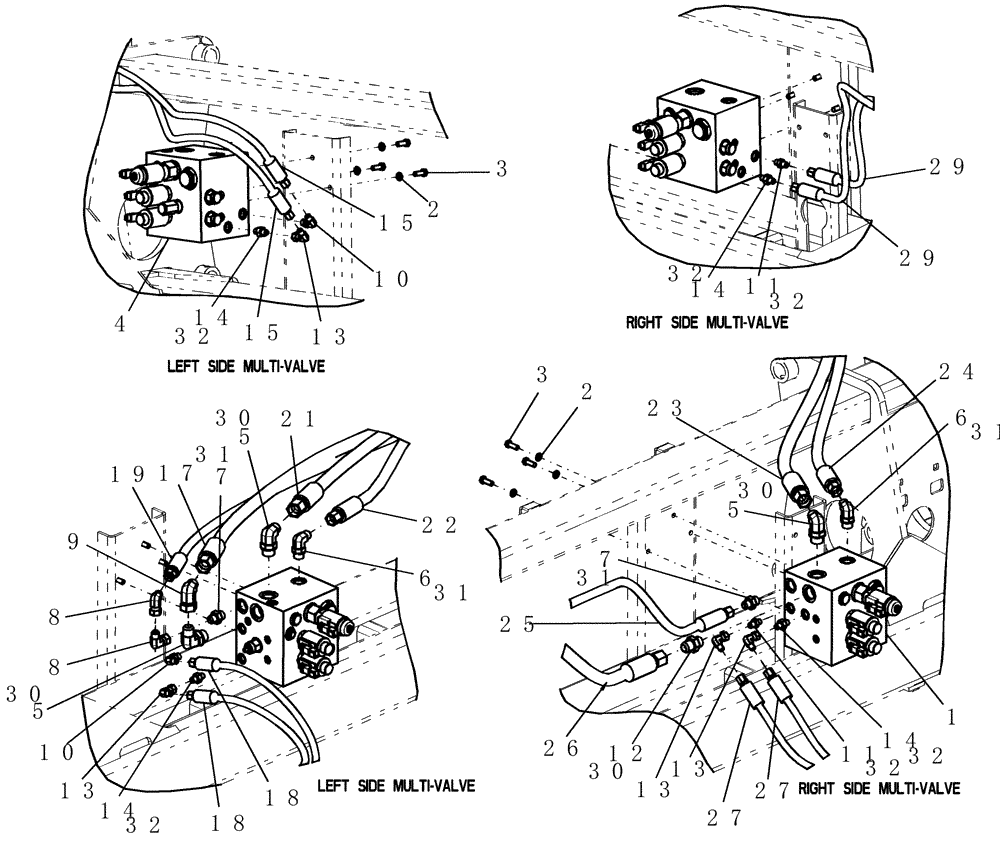 Схема запчастей Case IH 1200PT - (A.10.A[49]) - LAYOUT MULTI-VALVES MOUNTING 16/31 ROW (BSN CBJ026002) A - Distribution Systems