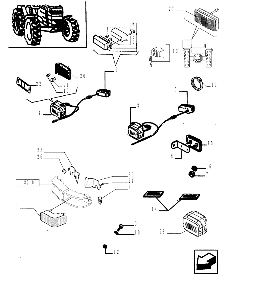 Схема запчастей Case IH JX95 - (1.75.6) - LIGHTING APPLIANCES (06) - ELECTRICAL SYSTEMS