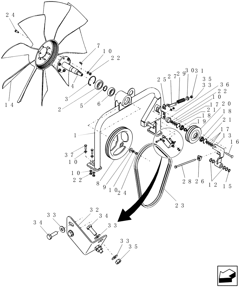 Схема запчастей Case IH 7010 - (10.414.02[01]) - FAN DRIVE - ENGINE - 7010 (10) - ENGINE