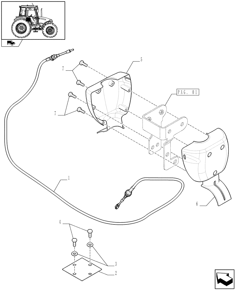 Схема запчастей Case IH FARMALL 90 - (1.34.2/03[02]) - POWER SHUTTLE E SERVO PTO FOR DIFF LOCK - REVERSER CONTROL (VAR.330120-331120) (04) - FRONT AXLE & STEERING