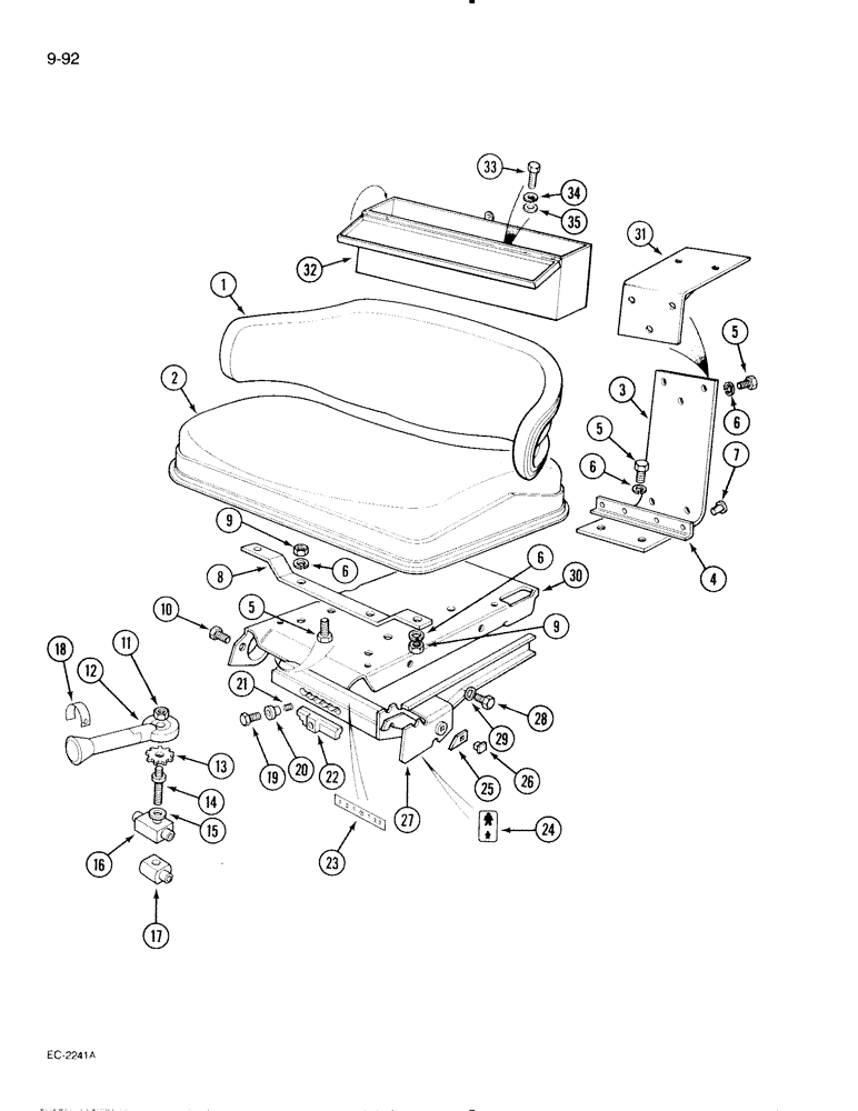Схема запчастей Case IH 595 - (9-092) - SUSPENSION SEAT, TRACTOR WITHOUT CAB (09) - CHASSIS/ATTACHMENTS