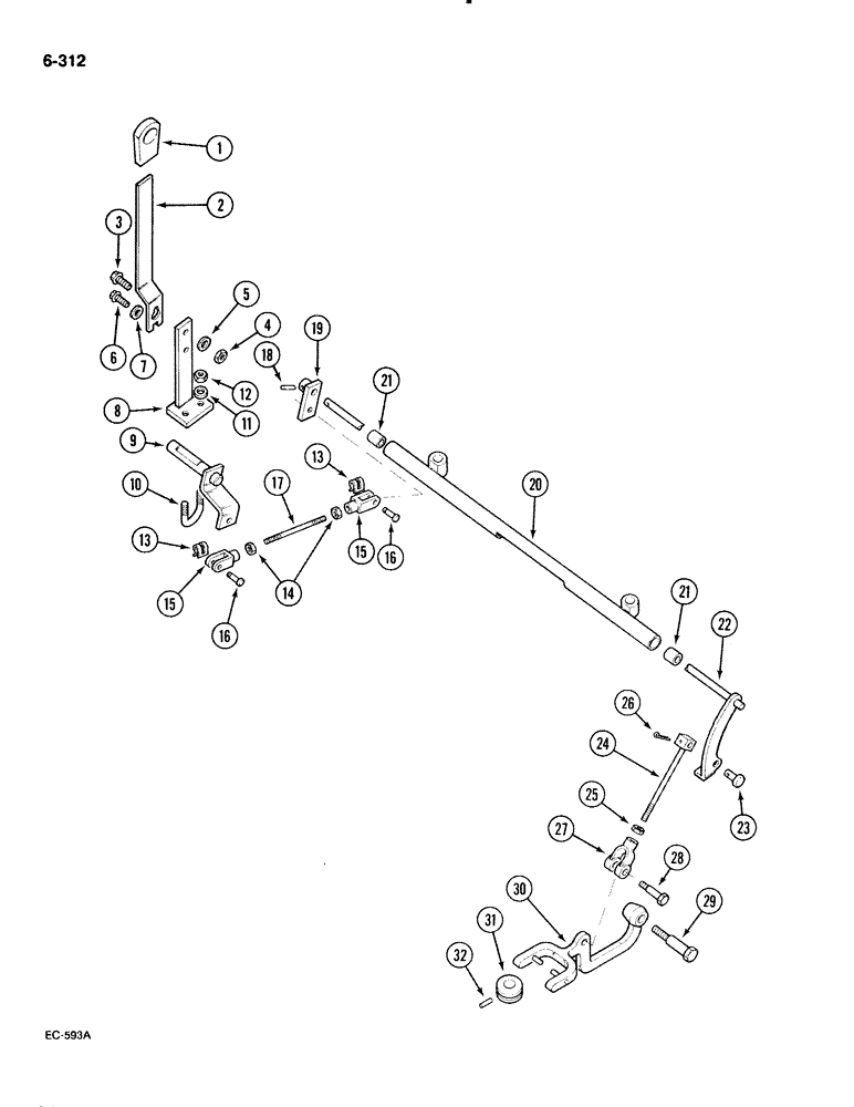 Схема запчастей Case IH 885 - (6-312) - POWER TAKE OFF CONTROL, WITH CAB (06) - POWER TRAIN