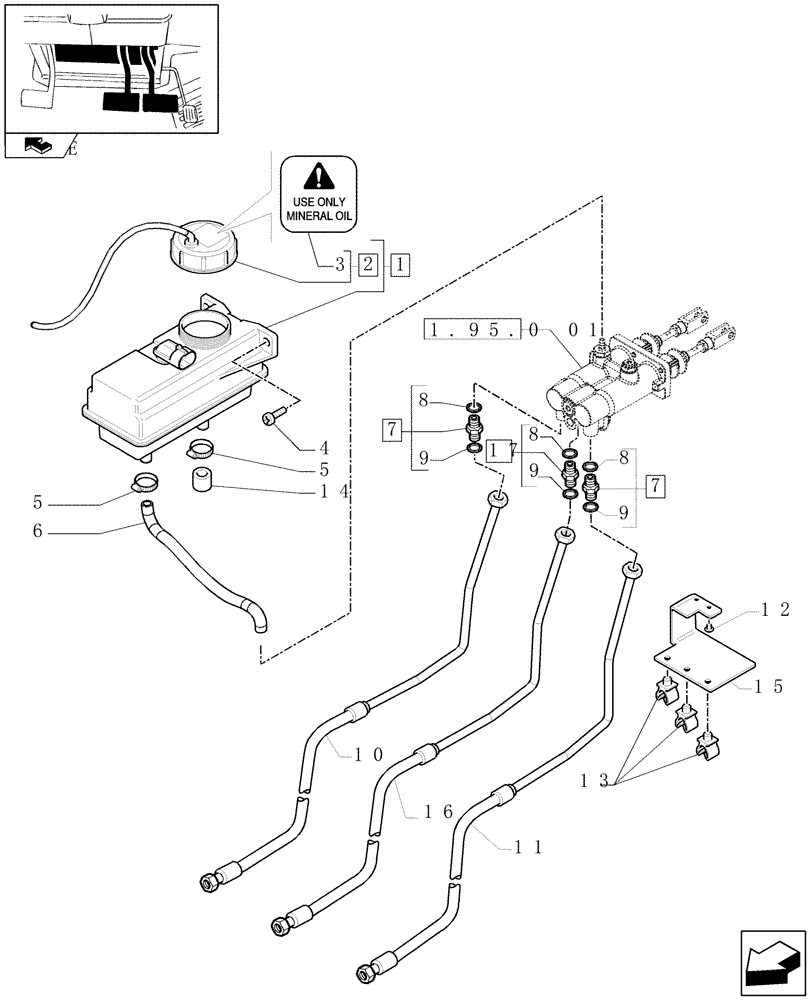 Схема запчастей Case IH PUMA 140 - (1.95.0[02]) - BRAKE FLUID TANK AND PIPES (10) - OPERATORS PLATFORM/CAB