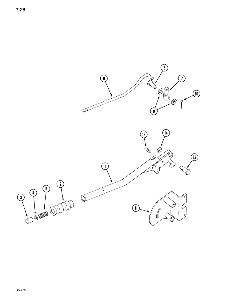 Схема запчастей Case IH 995 - (7-28) - PARK BRAKE HAND LEVER, MFD ORCHARD TRACTOR (07) - BRAKES