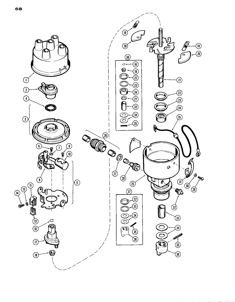 Схема запчастей Case IH A284 - (68) - A24506 DISTRIBUTOR, SPARK IGNITION ENGINE 